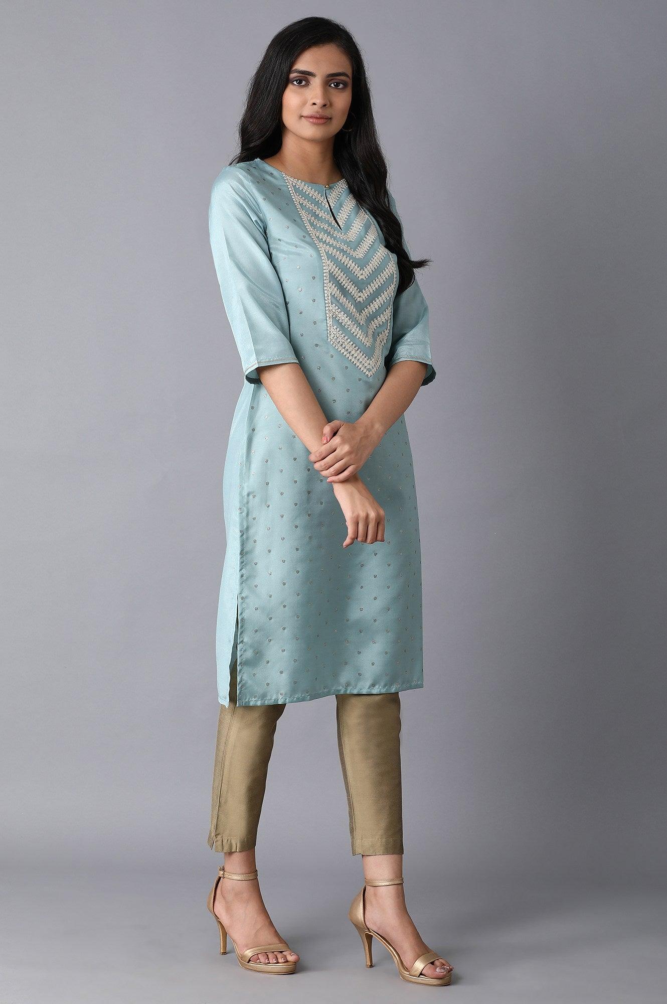 Grey Glitter Printed kurta - wforwoman