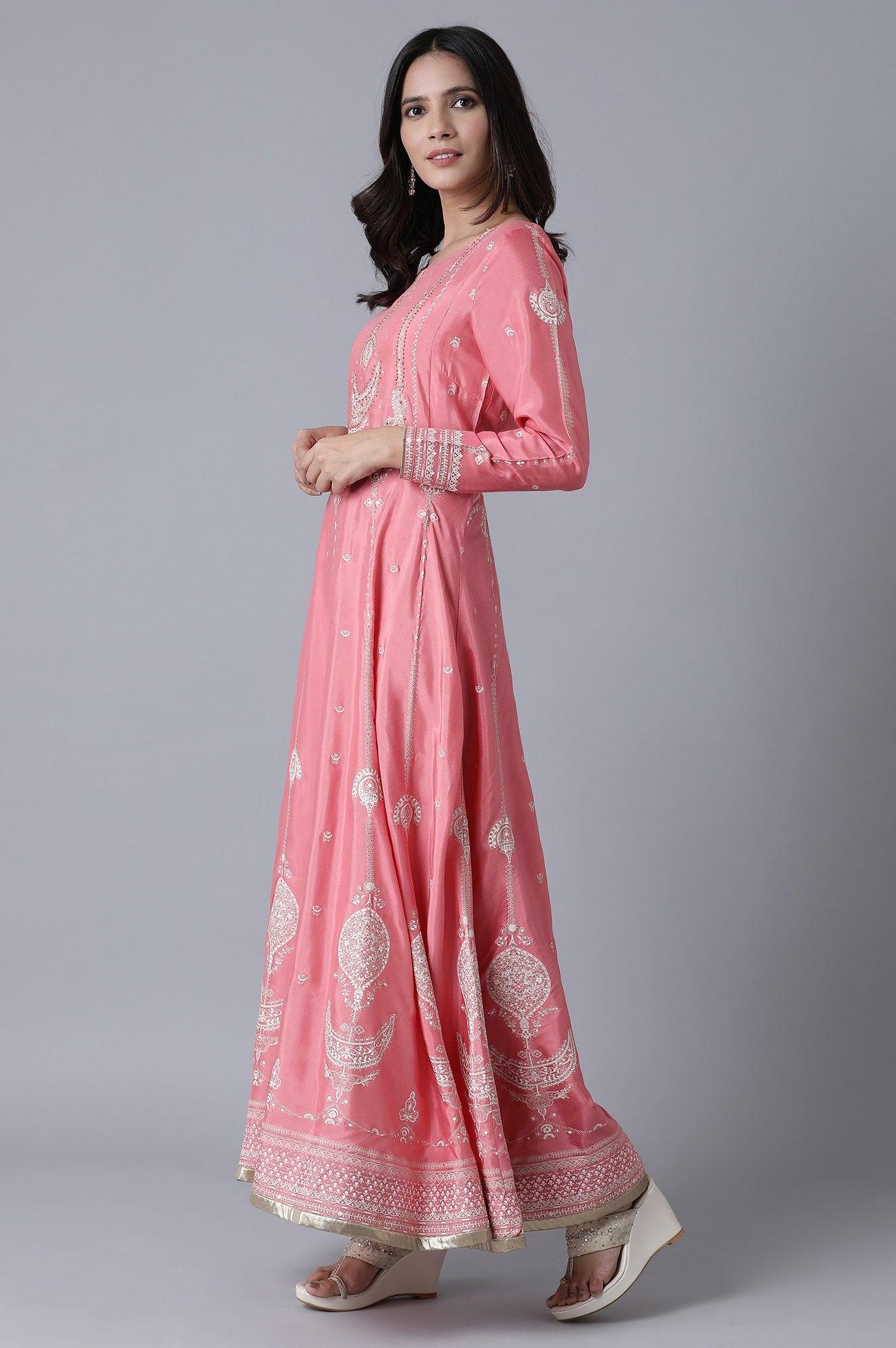 Pink Embroiderd Dress - wforwoman