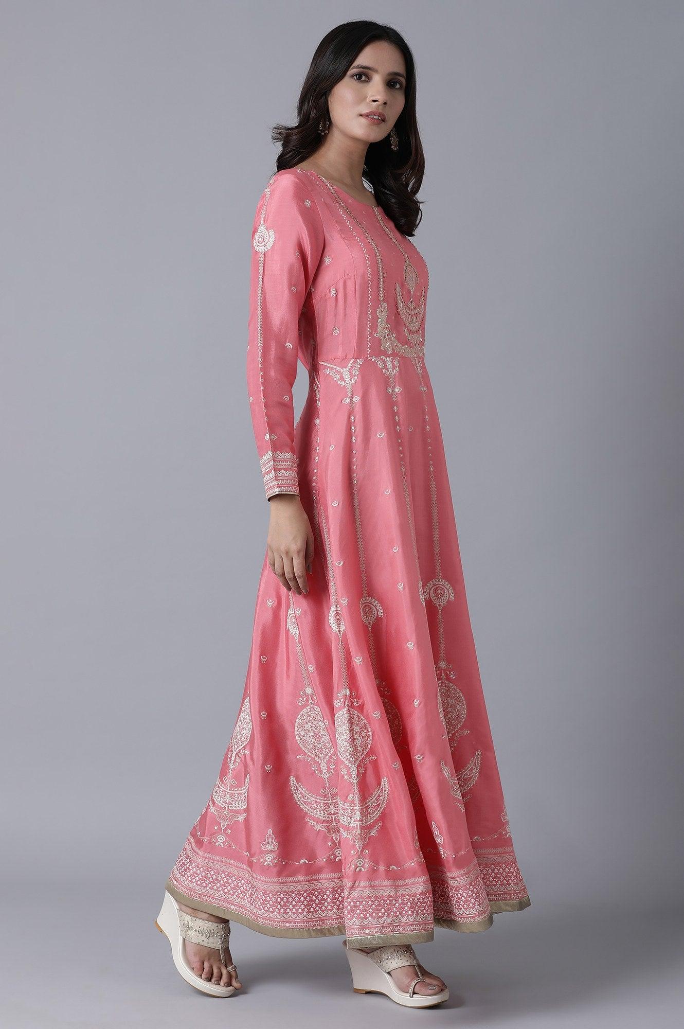 Pink Embroiderd Dress - wforwoman