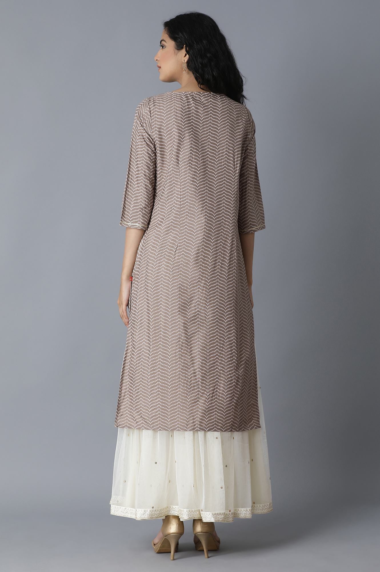 Grey Straight Printed kurta