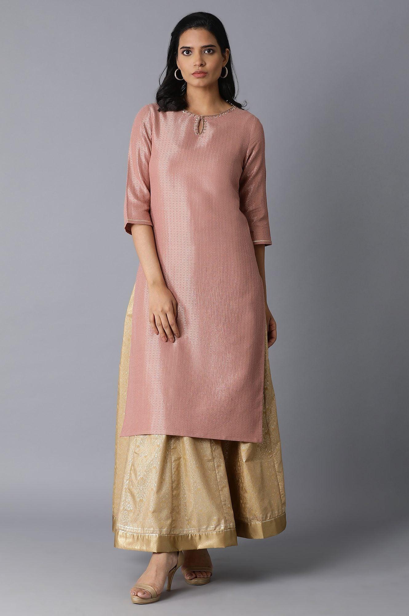 Pink Embroidery kurta - wforwoman