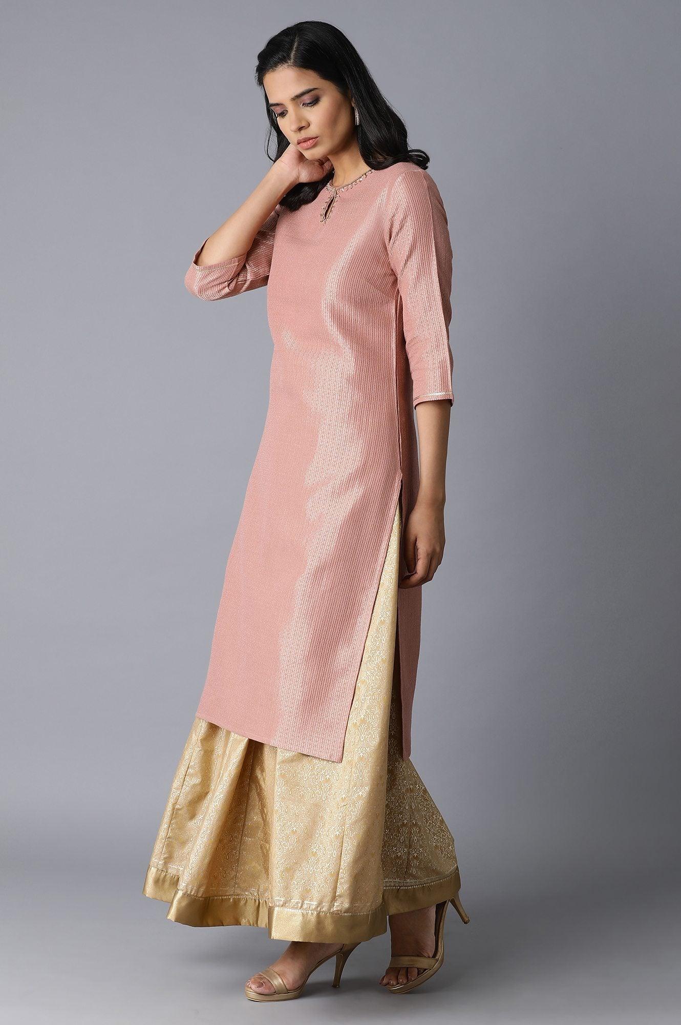 Pink Embroidery kurta - wforwoman