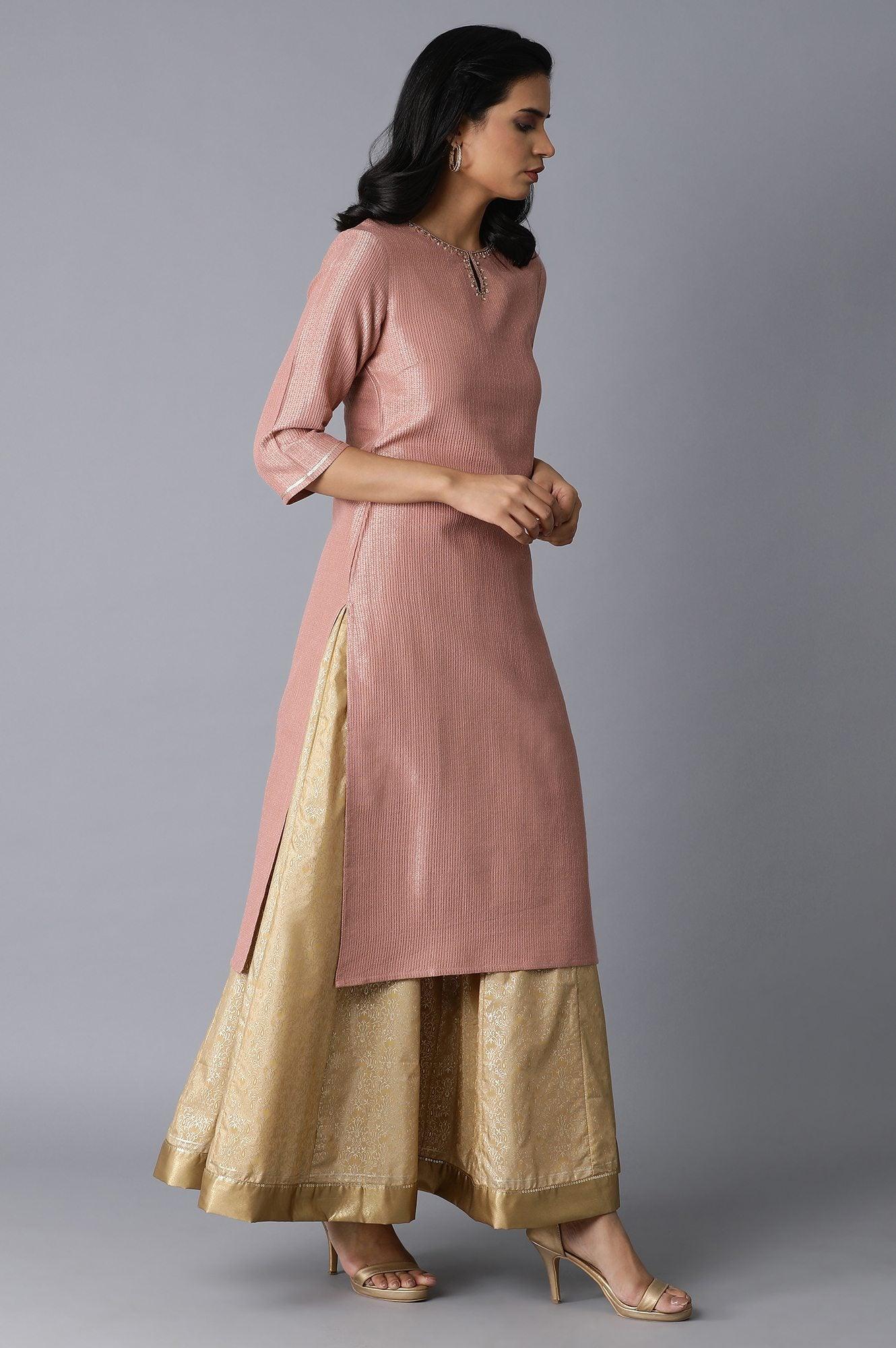 Pink Embroidery kurta - wforwoman