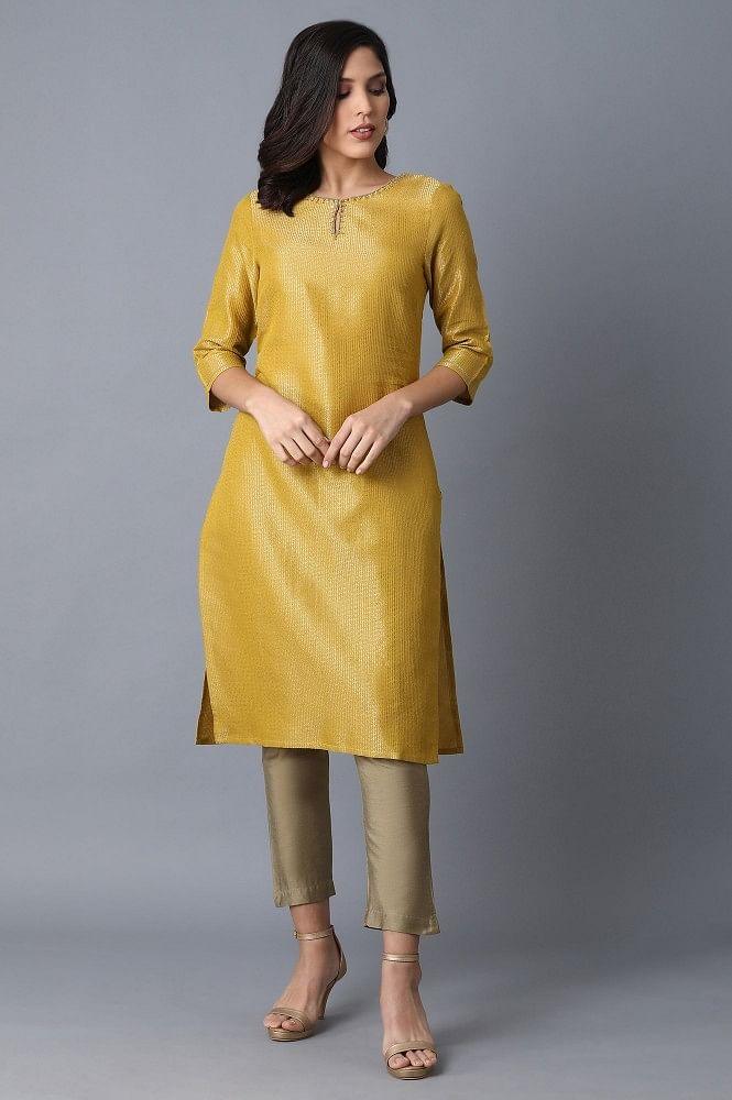 Yellow Straight kurta - wforwoman