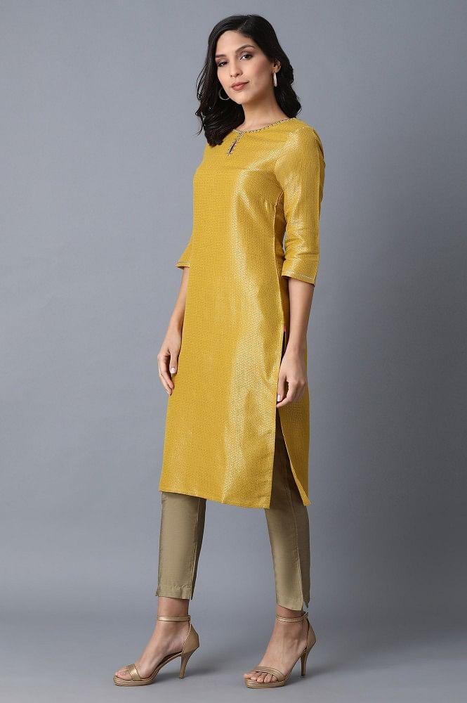 Yellow Straight kurta - wforwoman