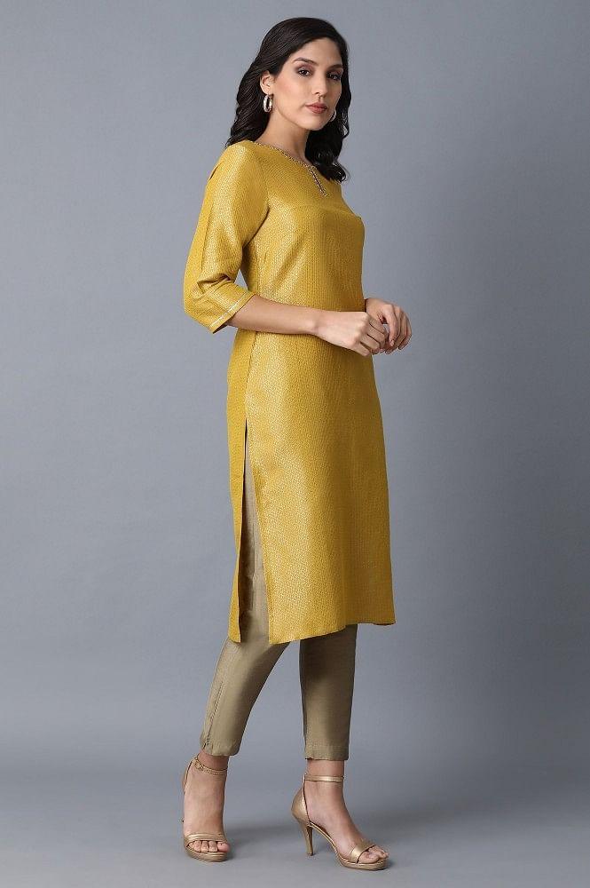 Yellow Straight kurta - wforwoman