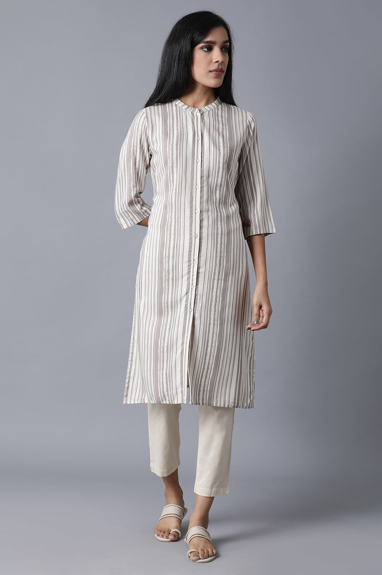 Ecru Straight Kurta - wforwoman