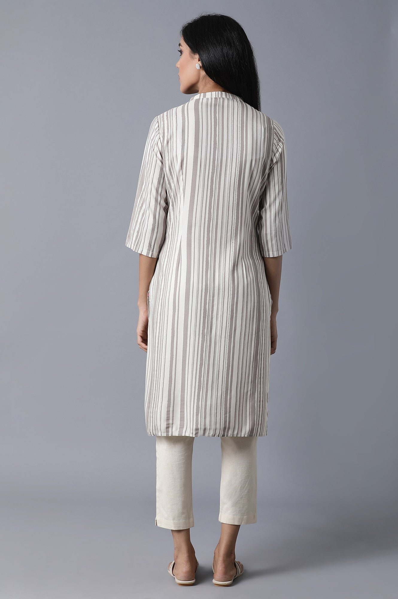 Ecru Straight Kurta - wforwoman