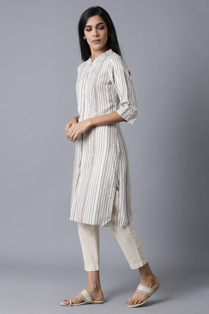 Ecru Straight Kurta - wforwoman