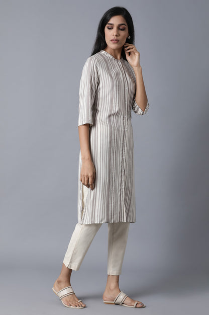 Ecru Straight Kurta - wforwoman