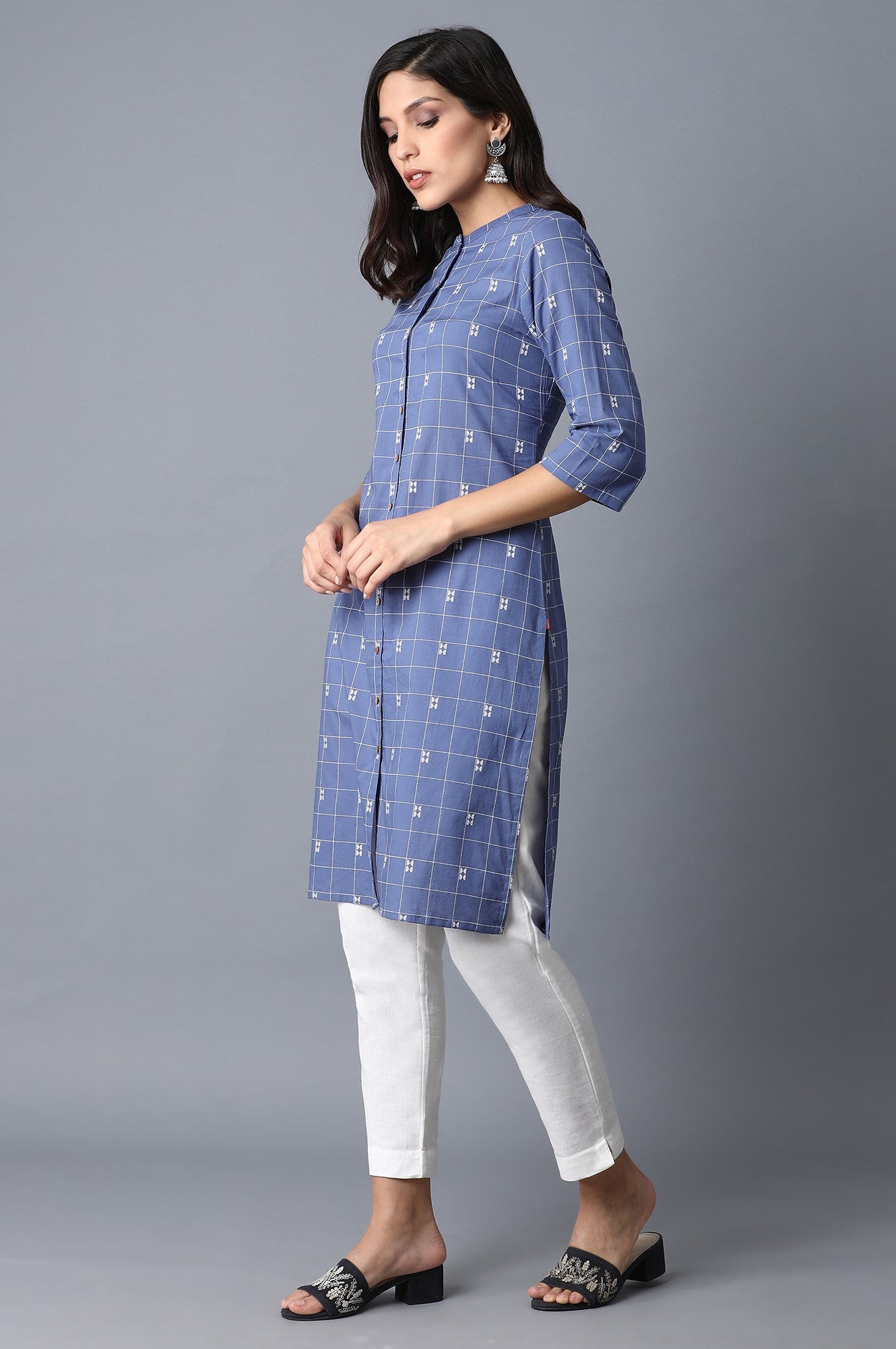 Dark Blue Printed kurta