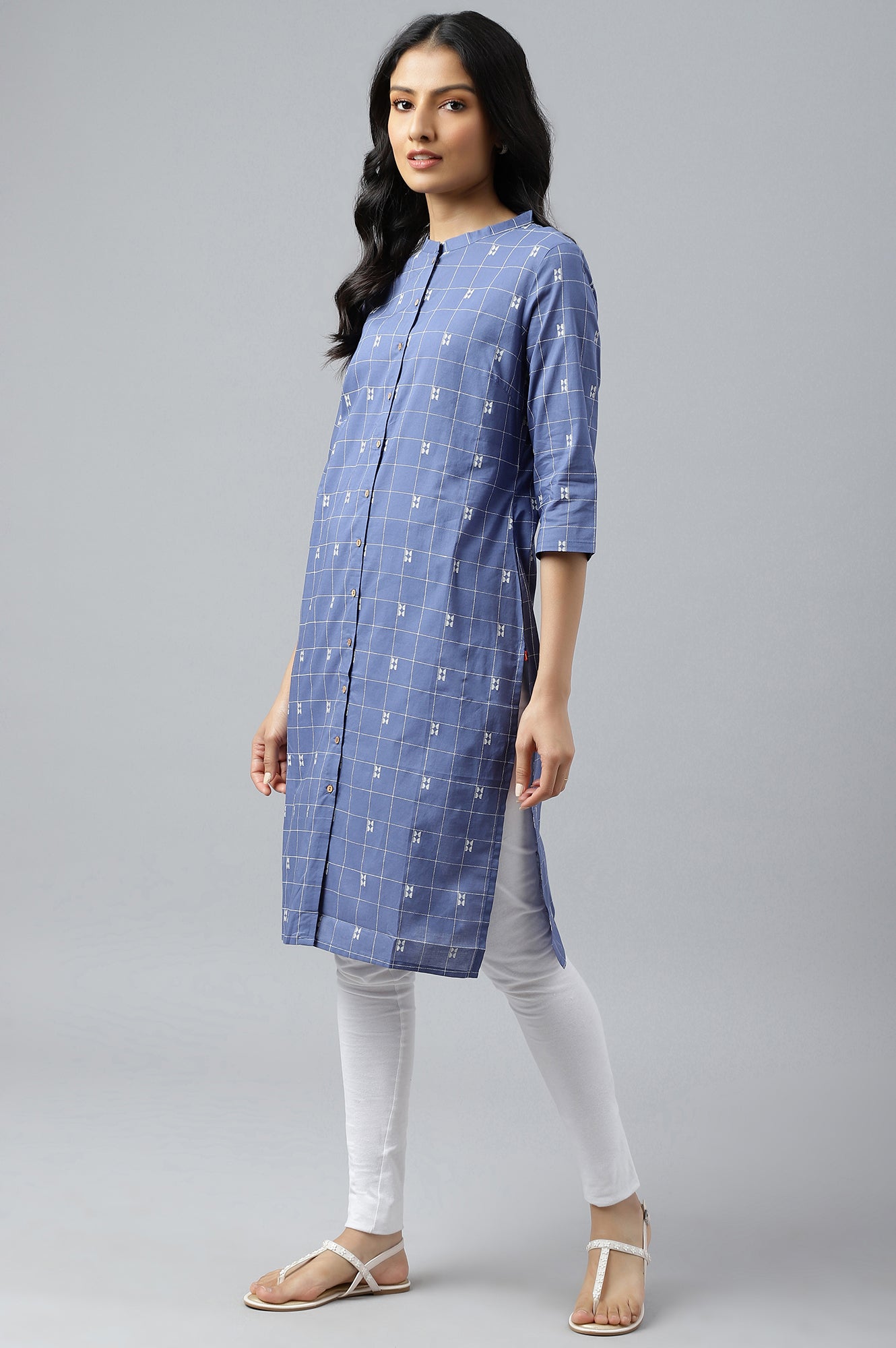 Dark Blue Printed Kurta