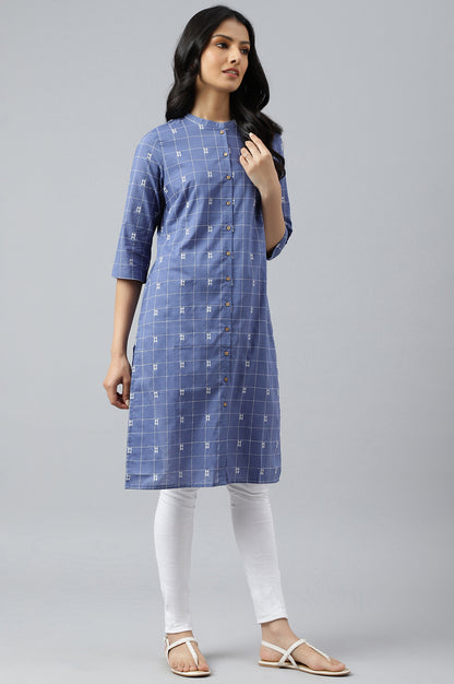 Dark Blue Printed Kurta