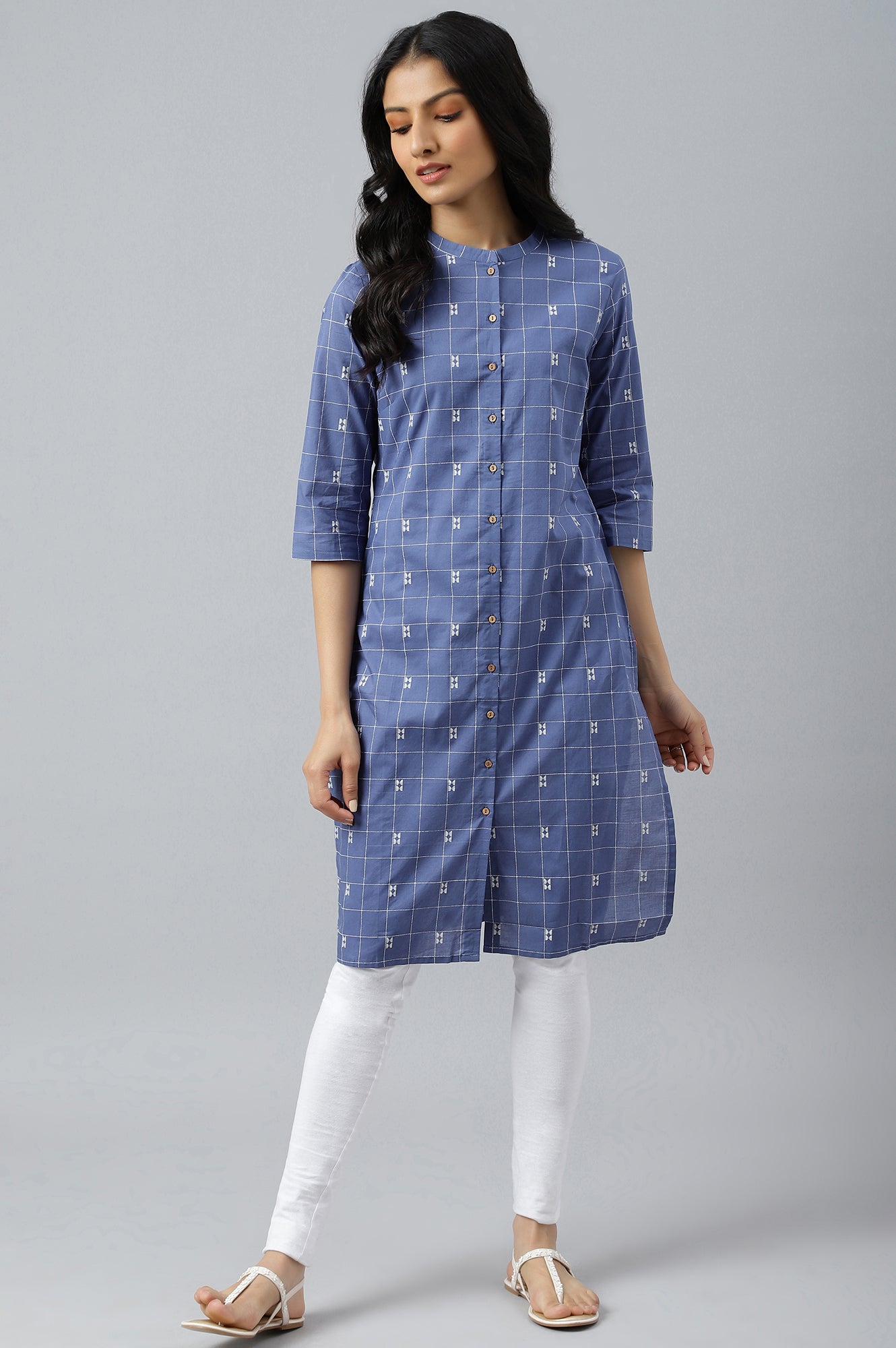 Dark Blue Printed Kurta