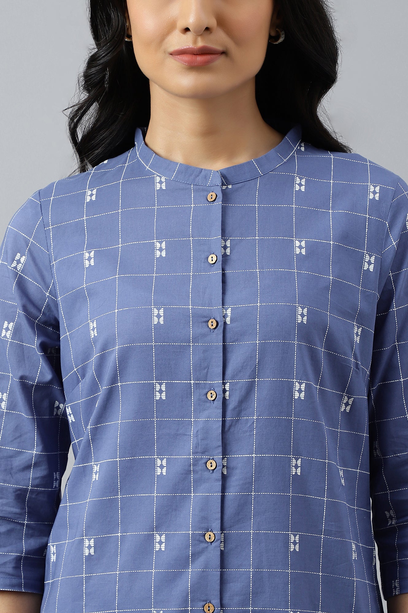 Dark Blue Printed Kurta