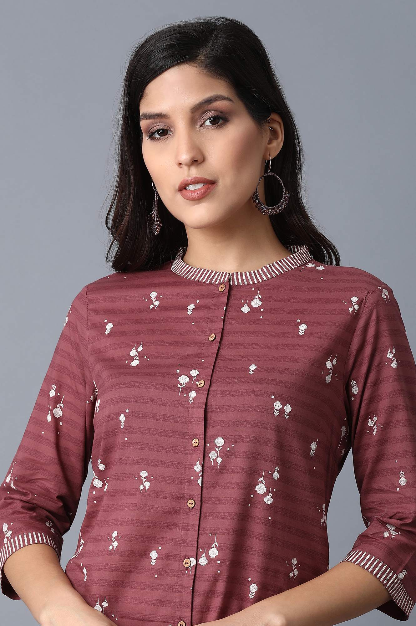 Maroon Printed kurta