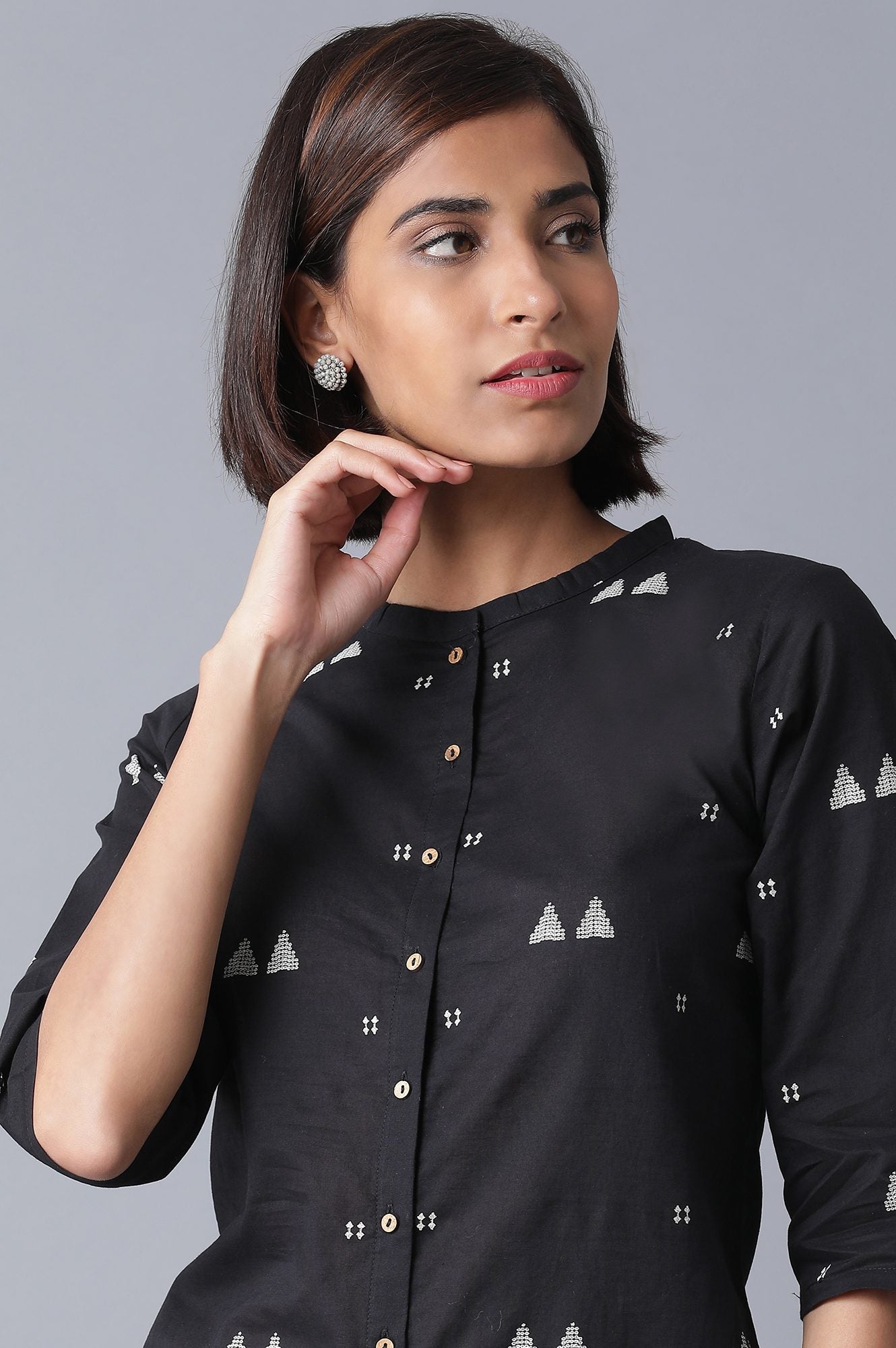 Black Printed kurta