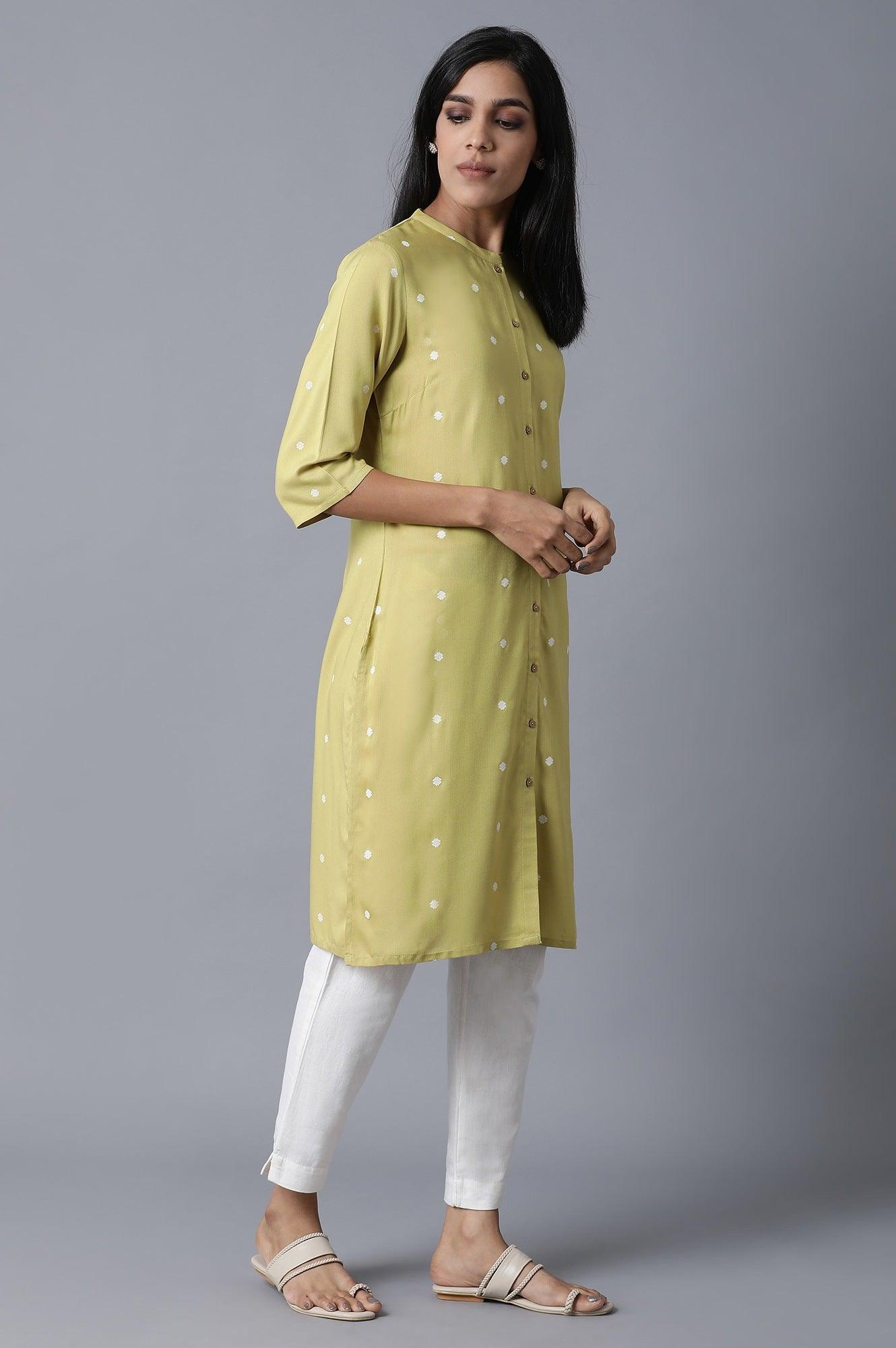 Lilac Placement Print Plus Size kurta - wforwoman