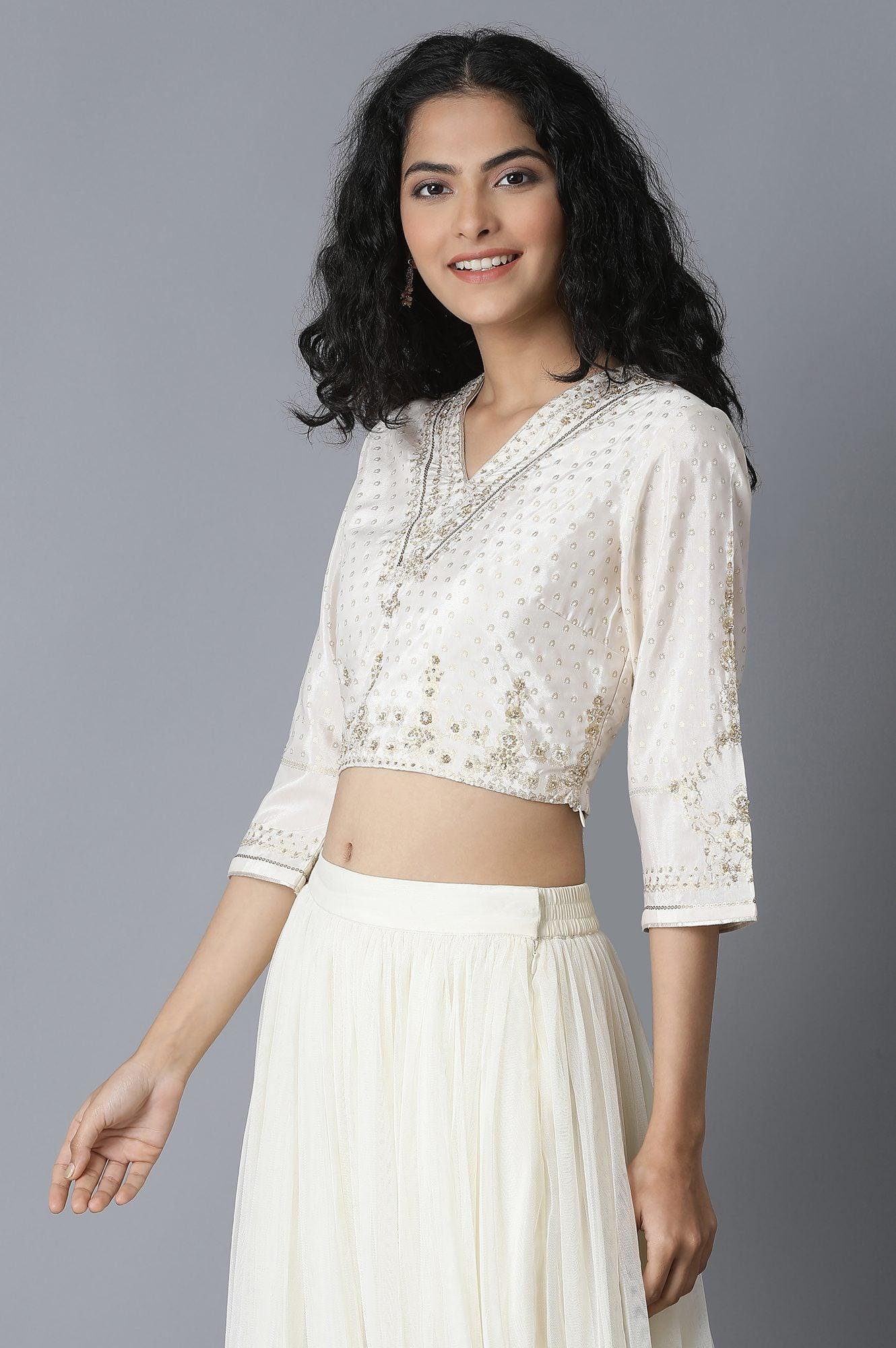 white sparkly crop top
