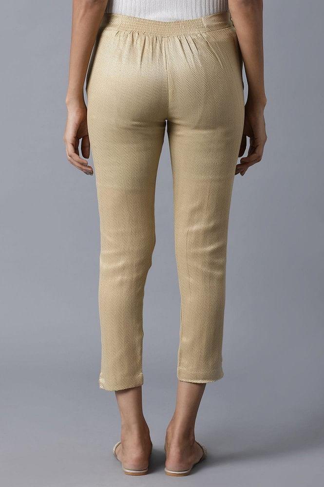Gold Zari Slim Pants - wforwoman