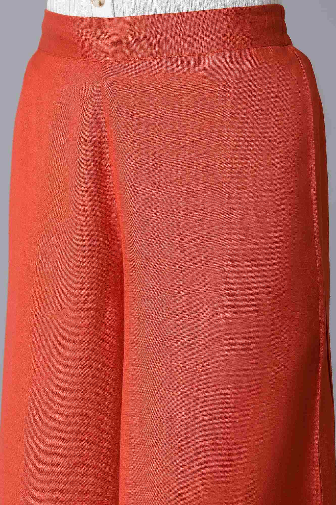 Apricot Orange Solid Pleated Carrot Pants