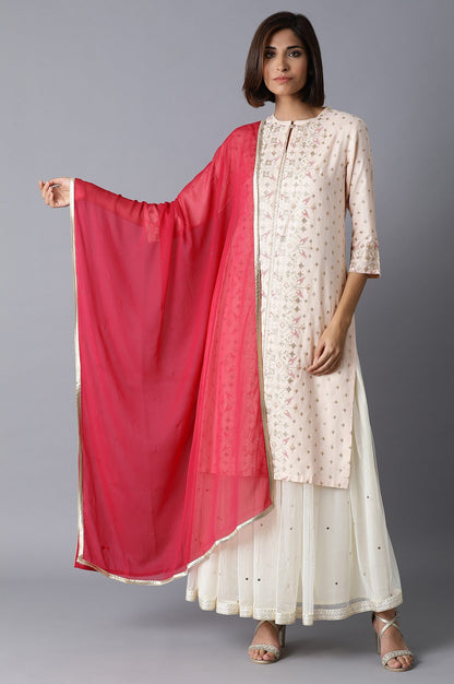 Red Chiffon Gold Mukaish Drape