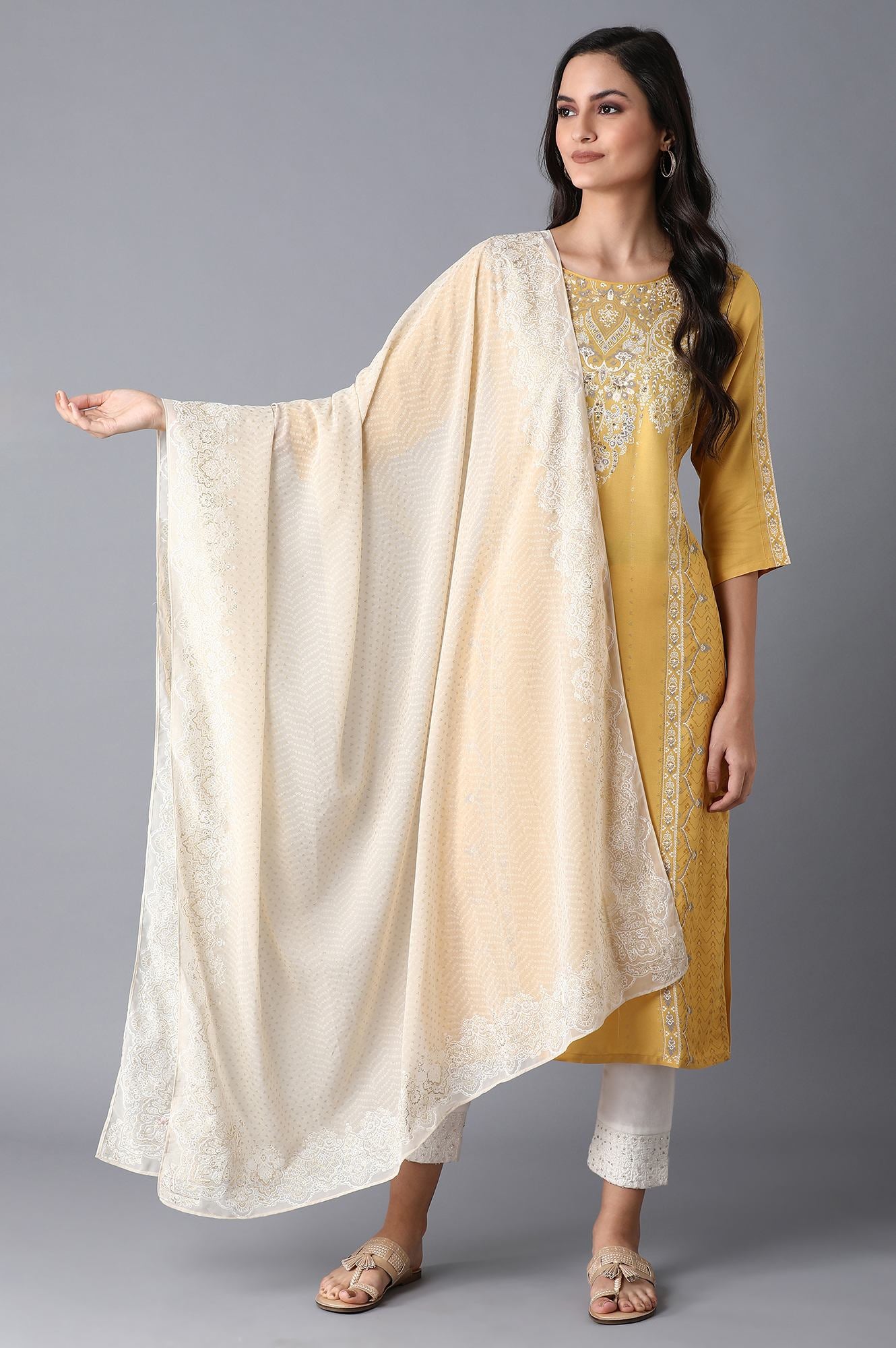 Ecru Georgette Drape