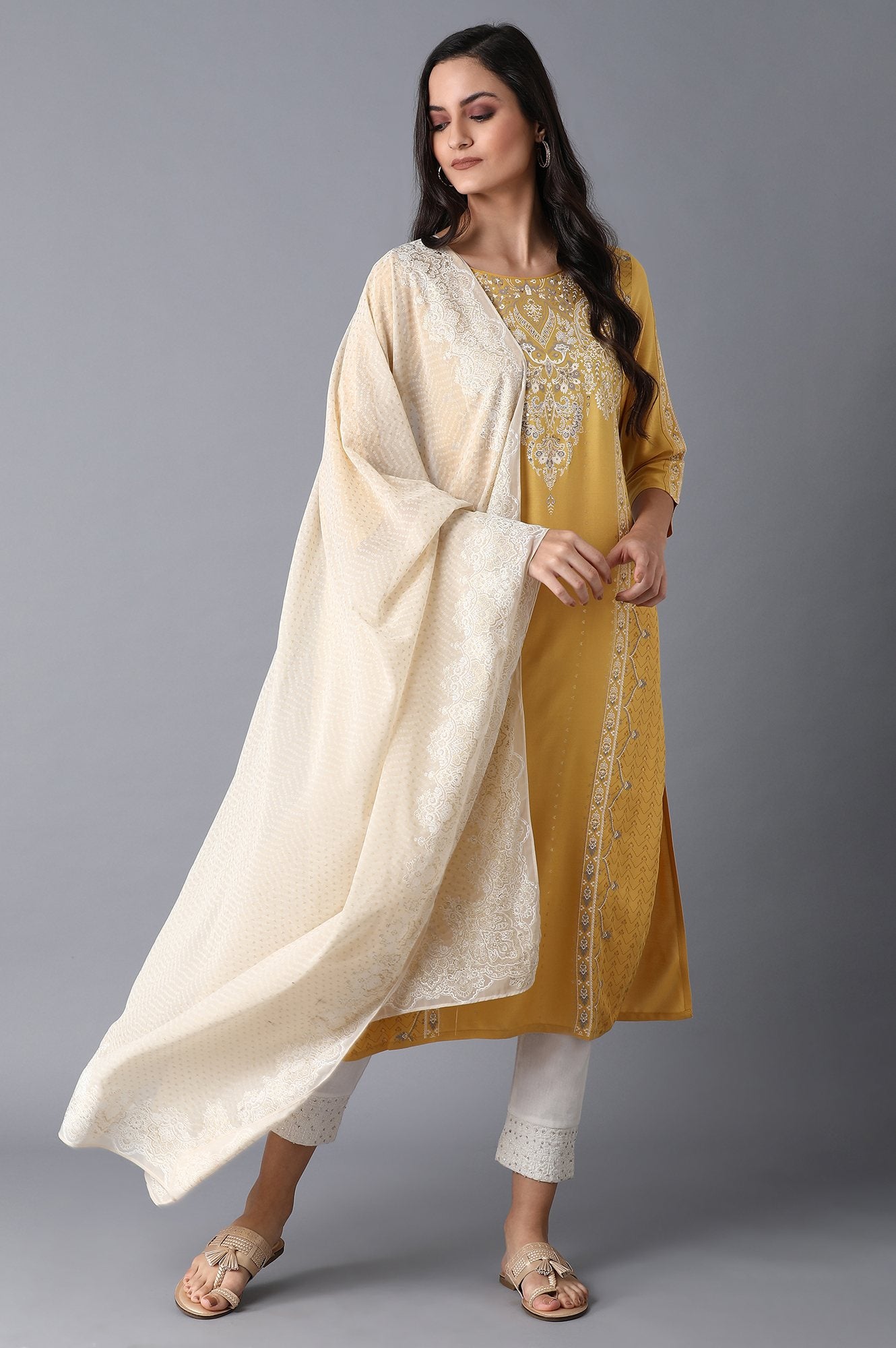 Ecru Georgette Drape