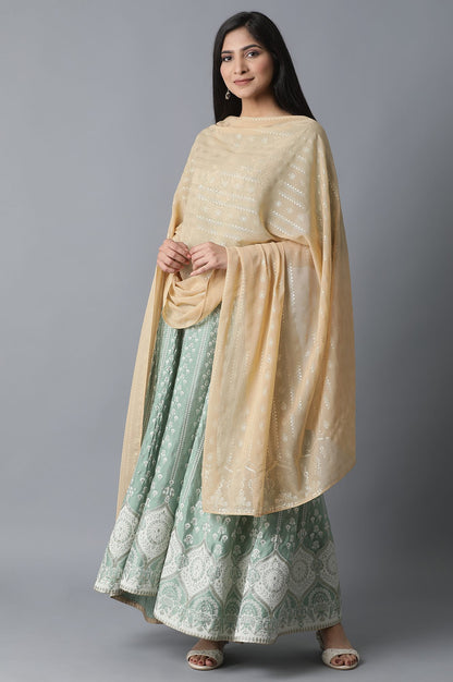 Gold Printed Georgette Drape