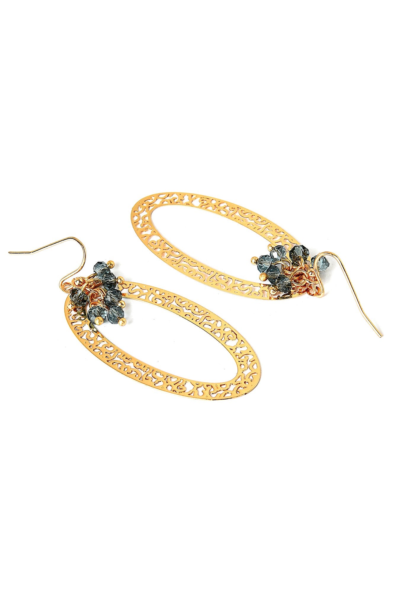 Gold Filigree With Green Crystal Danglers