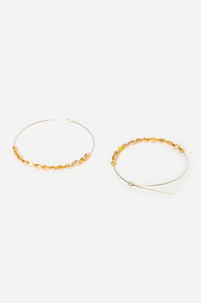 Yellow Handcrafted Bead Hoop Earrings