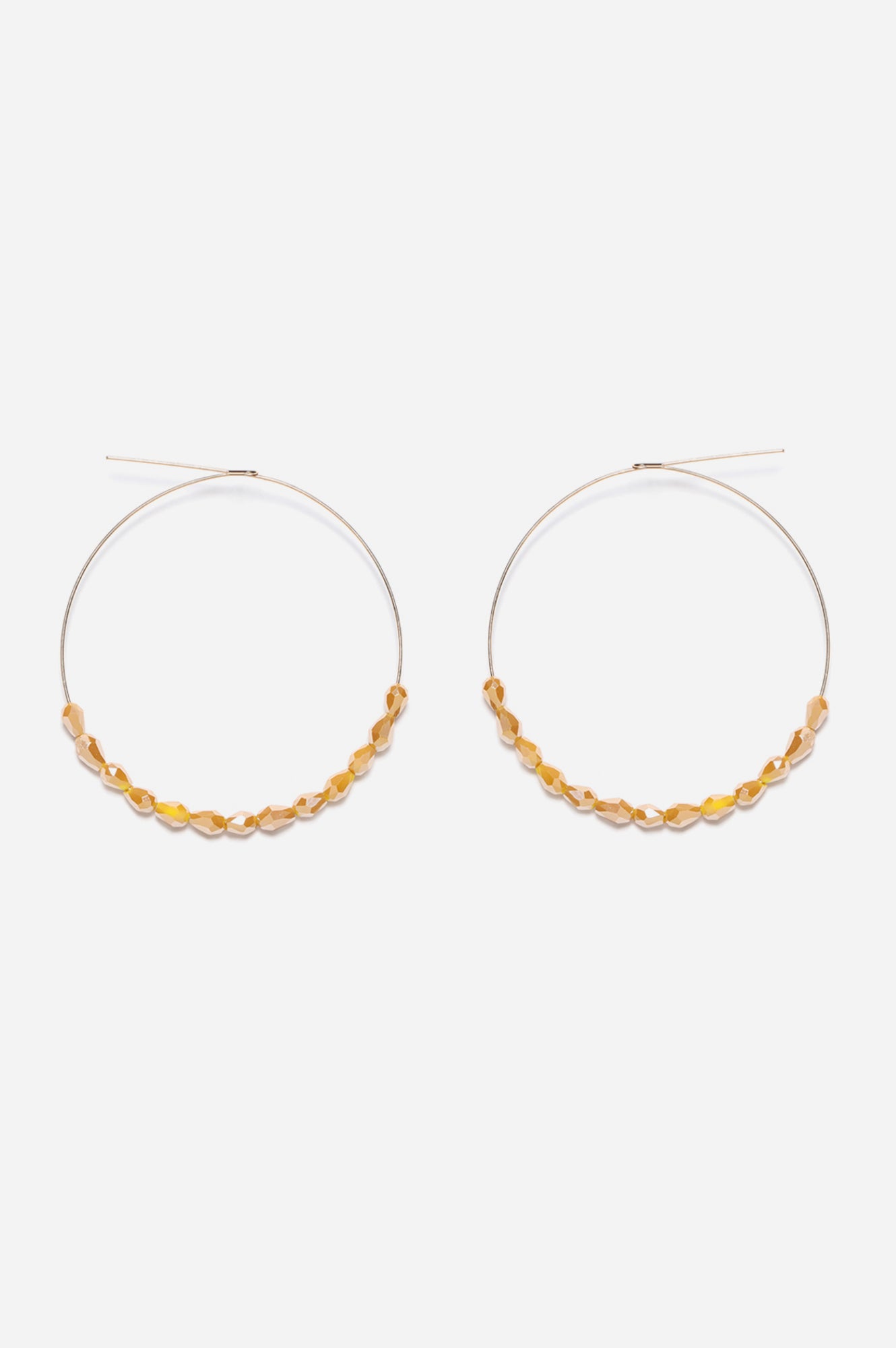 Yellow Handcrafted Bead Hoop Earrings