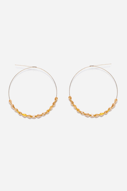 Yellow Handcrafted Bead Hoop Earrings