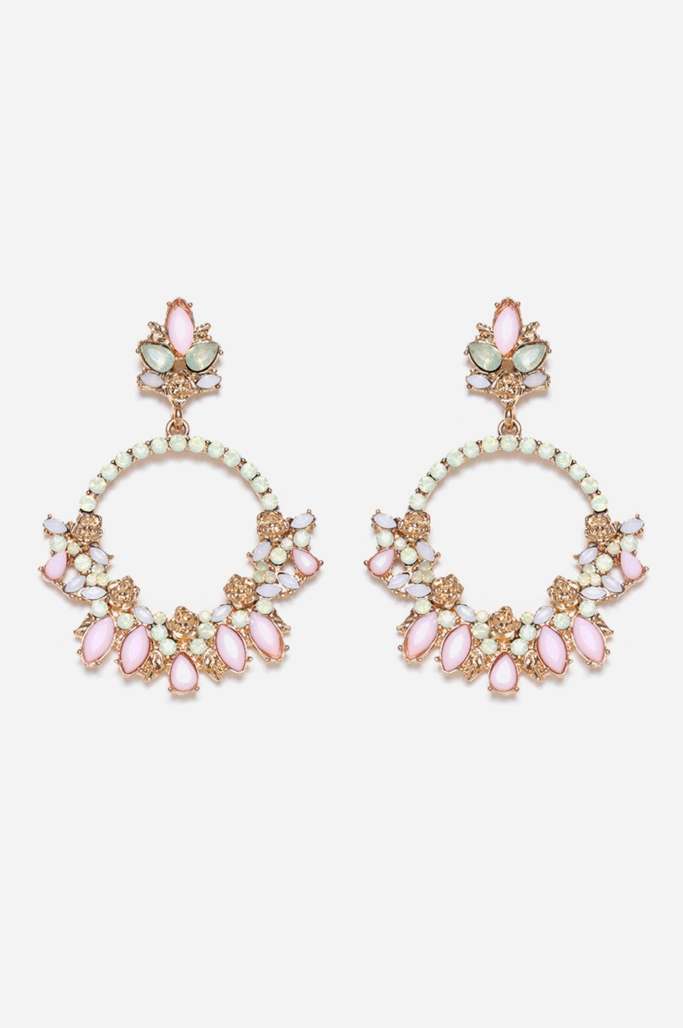 Pink And White Ethnic Festive Dangler Earrings