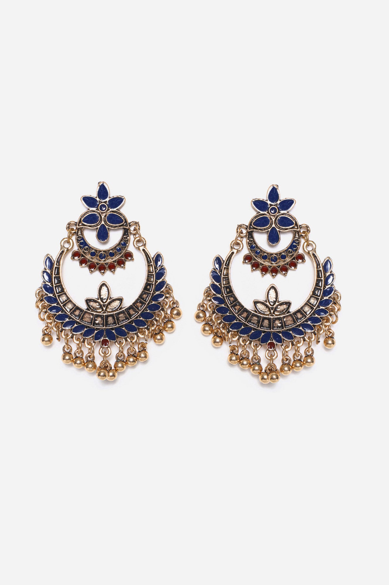 Blue and Red Ethnic Festive Dangler Earings