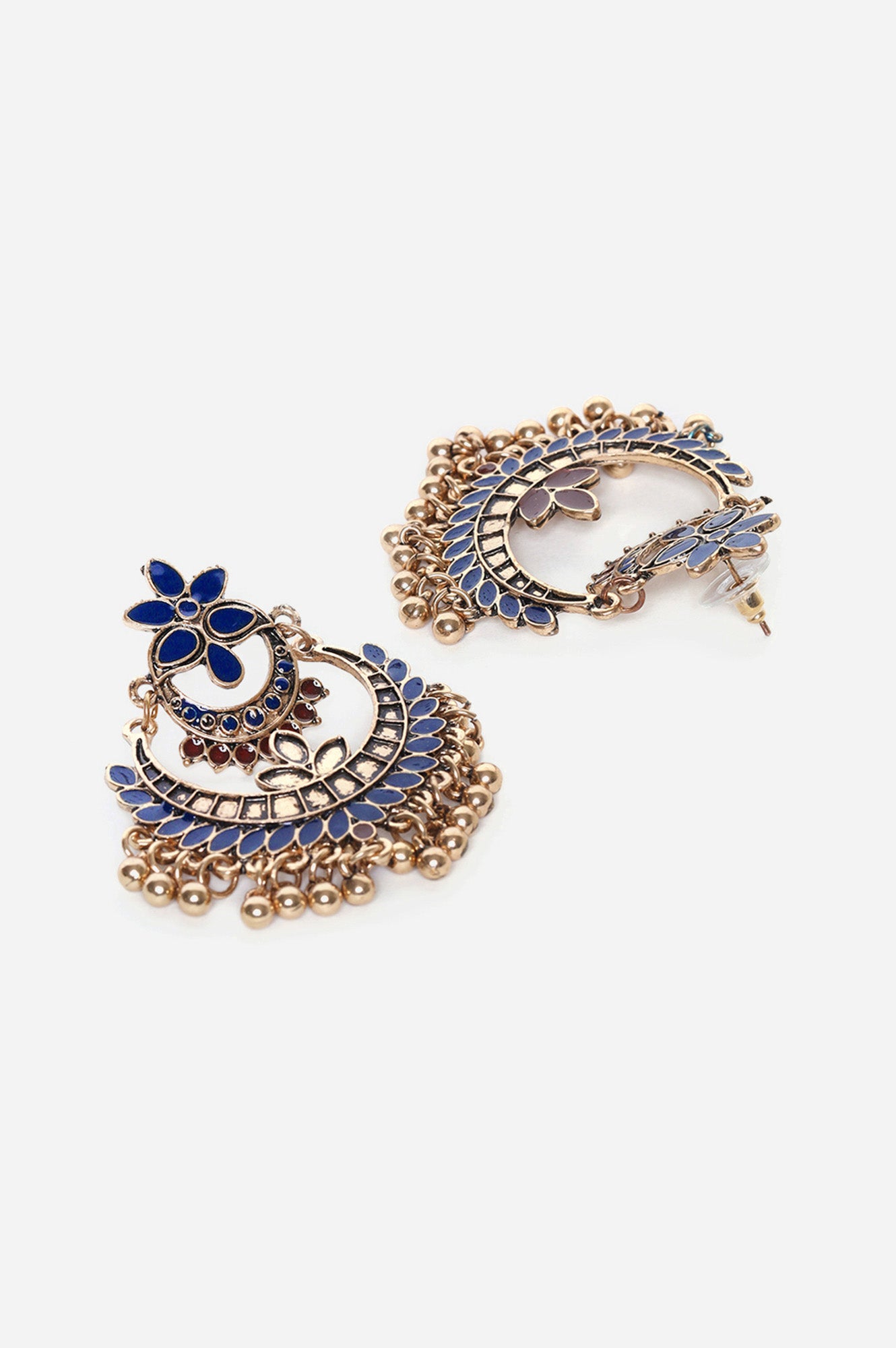 Blue and Red Ethnic Festive Dangler Earings