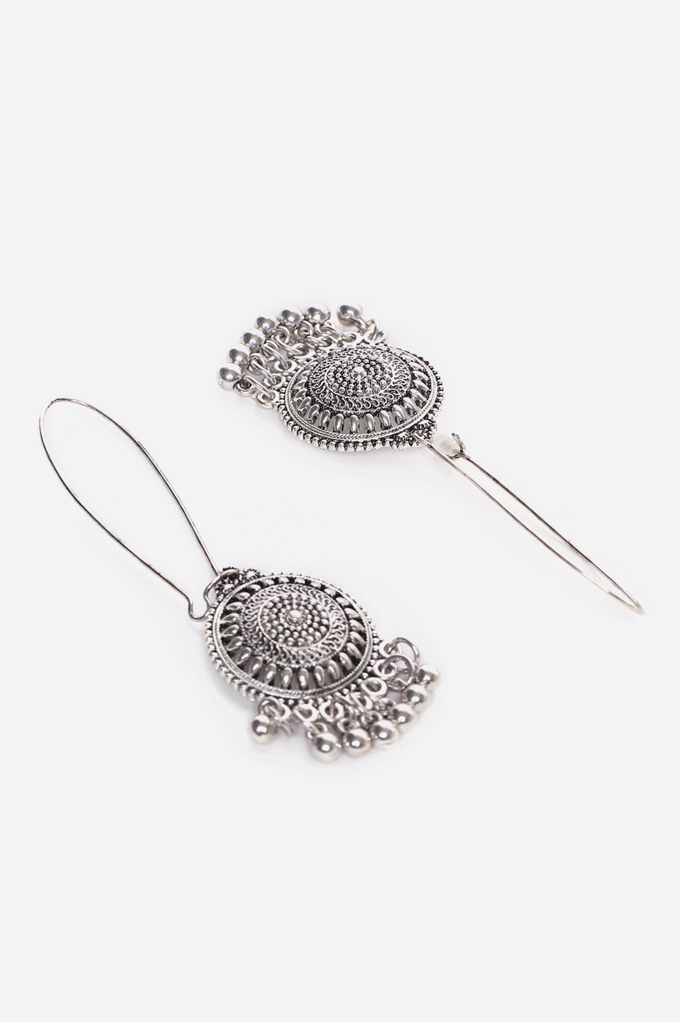 Silver Ethnic Drop Earrings