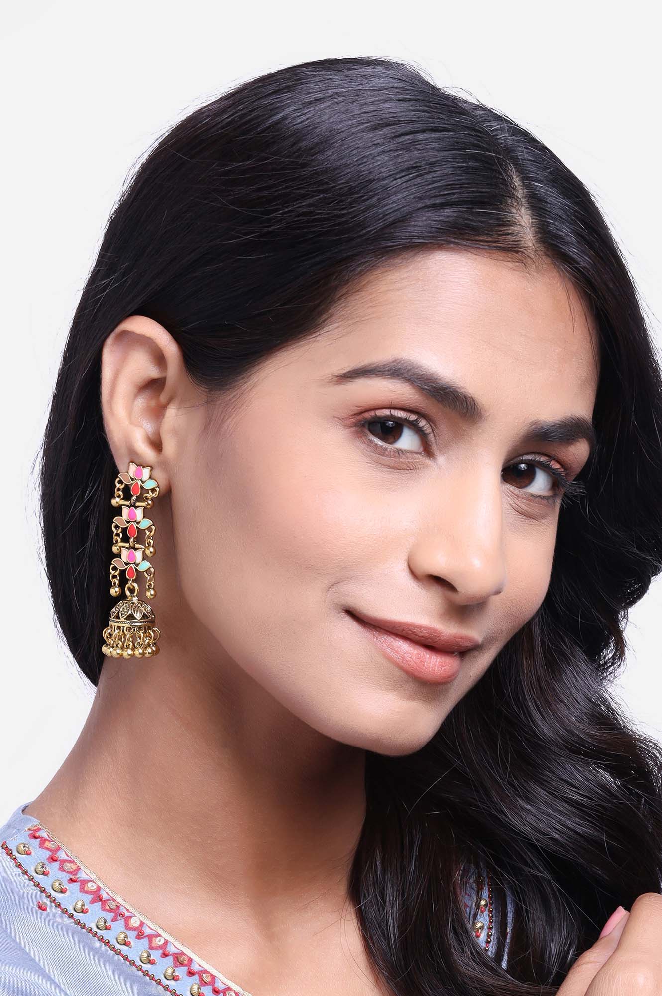 Multicoloured Oxidised Jhumki Earrings