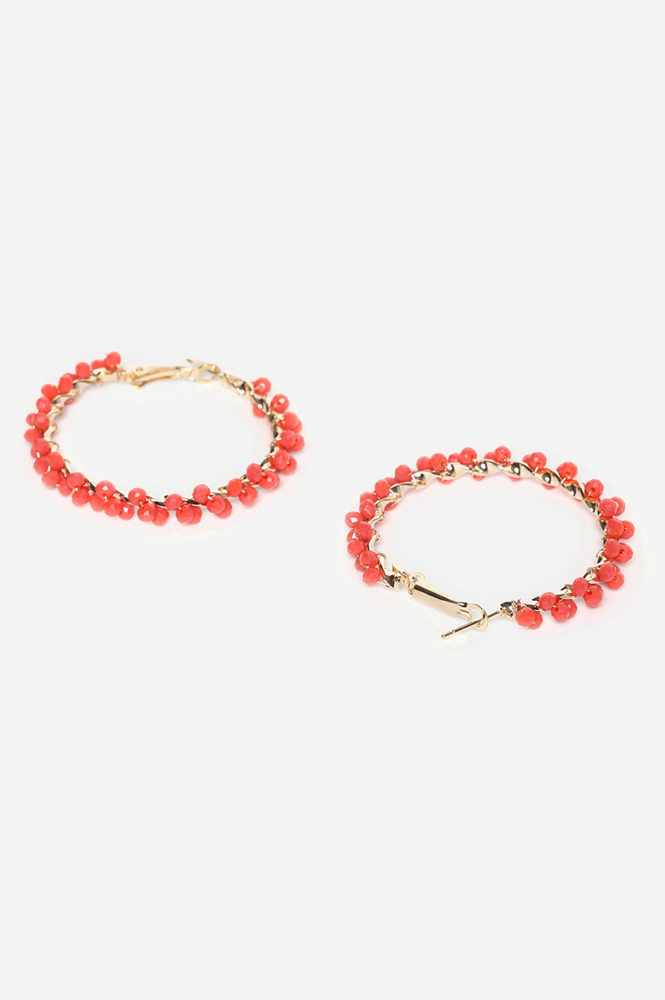 Coral Bead work Handcrafted Hoop Earrings