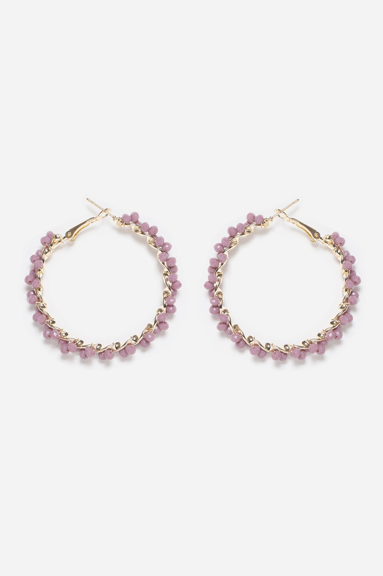 Purple Handcrafted Bead Hoop Earrings