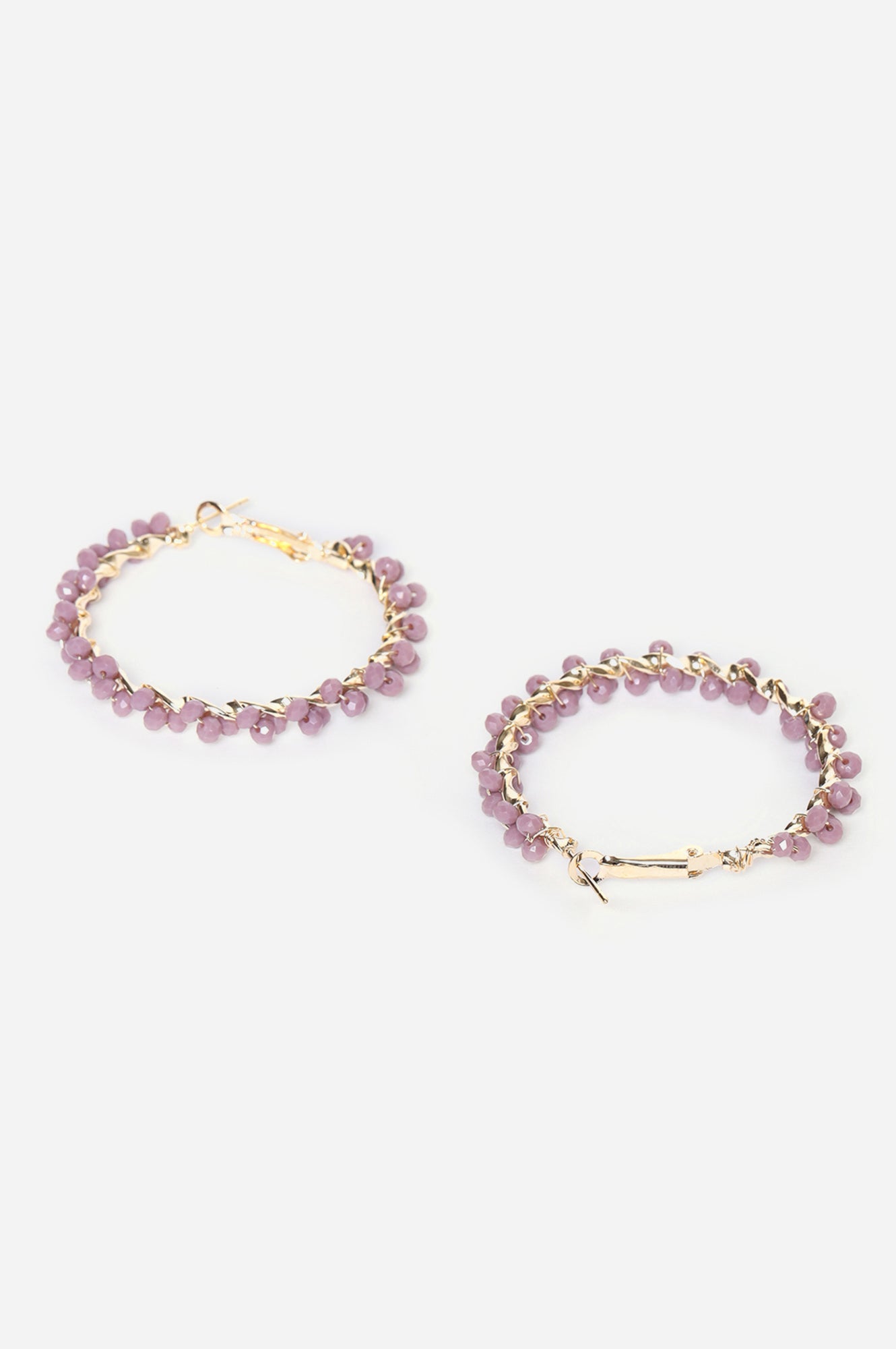 Purple Handcrafted Bead Hoop Earrings