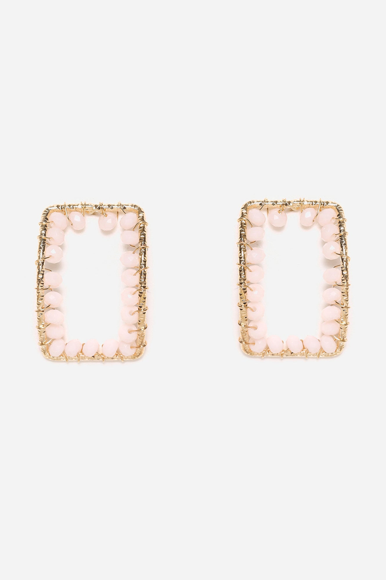 Biege Rectangular Shaped Stud Earrings