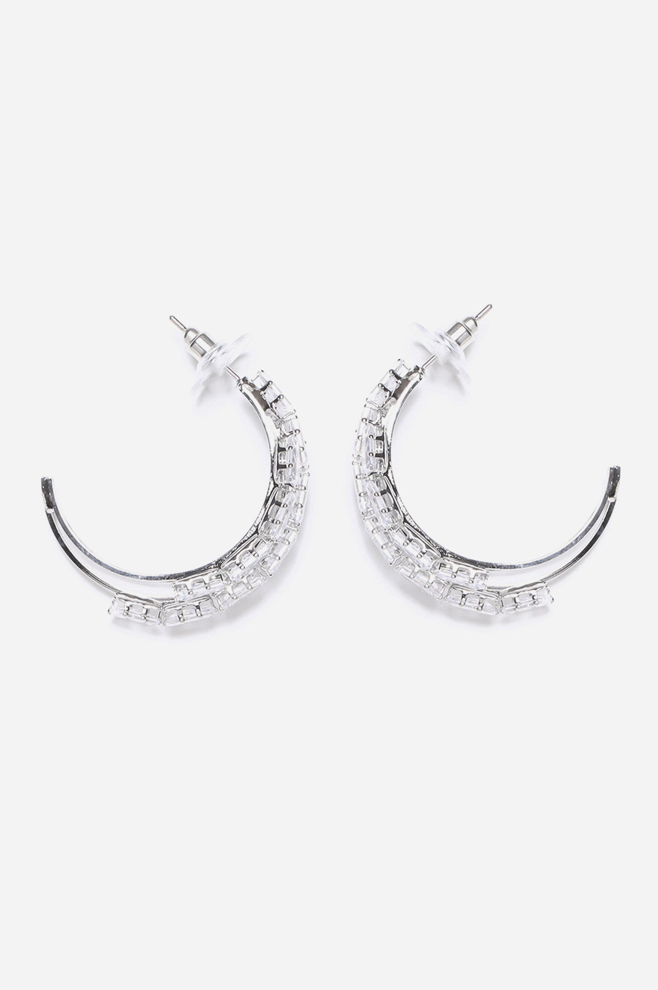 White Cubic Zirconia Hoop Earrings