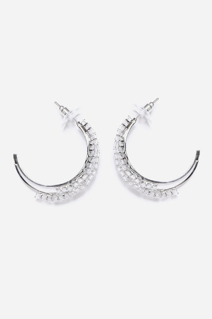 White Cubic Zirconia Hoop Earrings