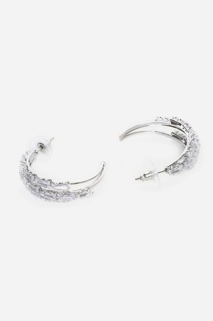 White Cubic Zirconia Hoop Earrings