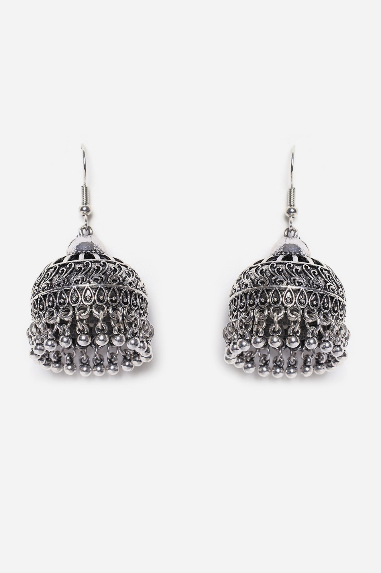 Silver Ethnic Oxidised Jhumki