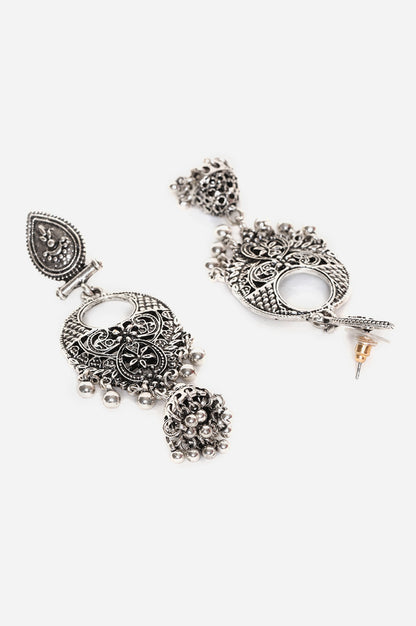 Silver Oxidised Dangler Jhumki Earrings