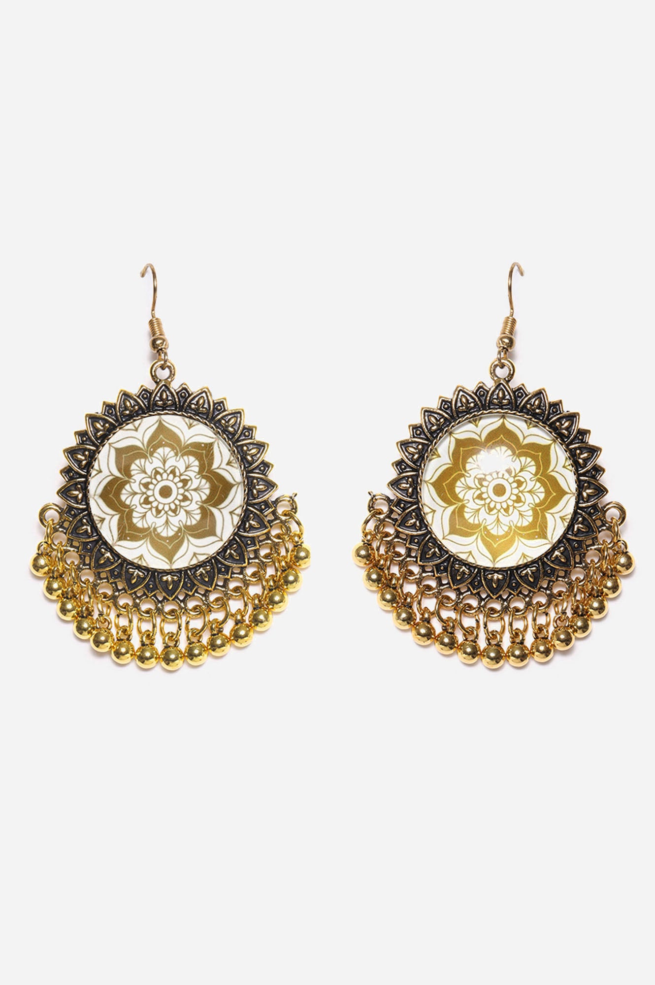 Gold Oxidised Jhumki Earrings