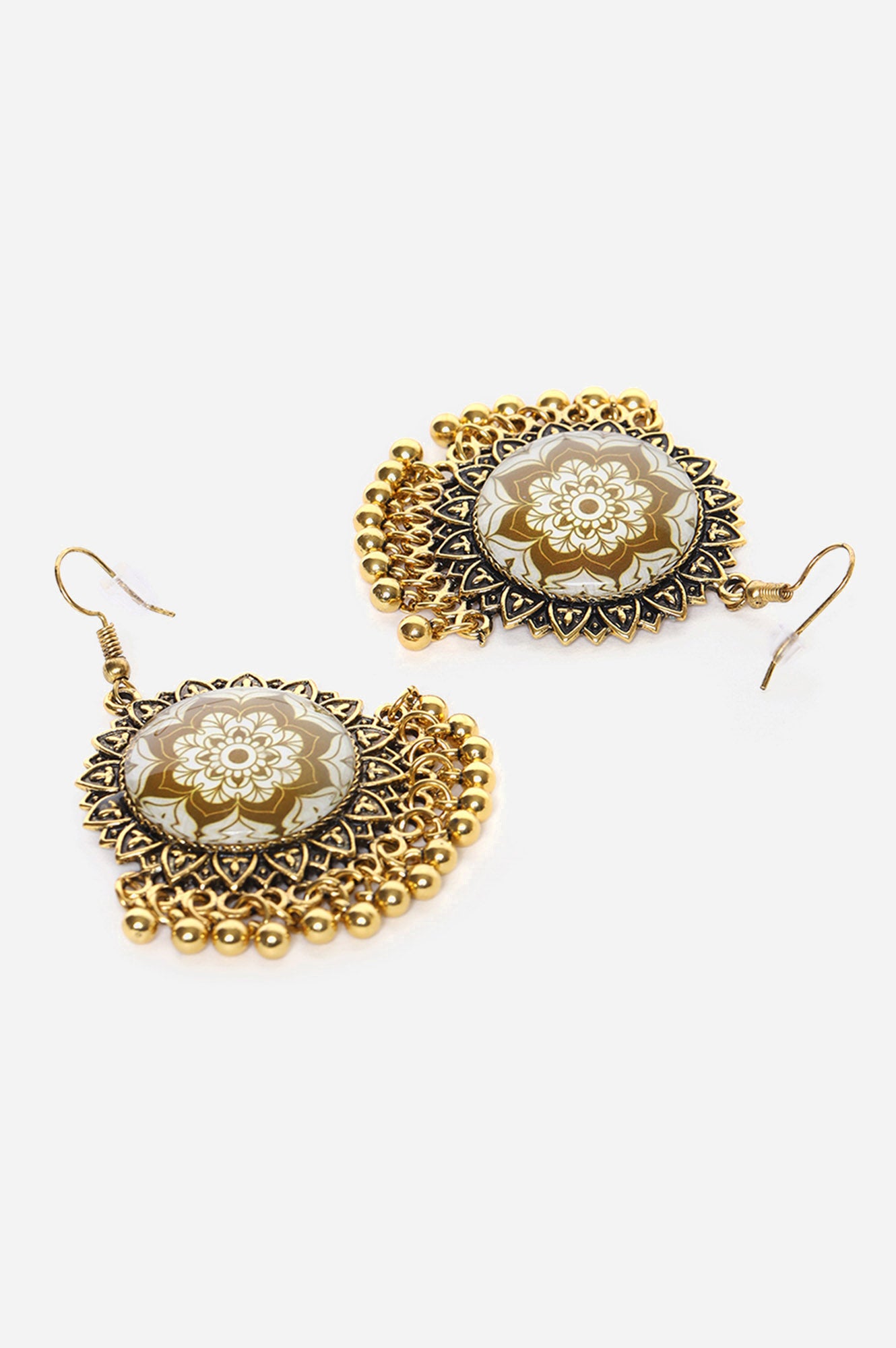 Gold Oxidised Jhumki Earrings