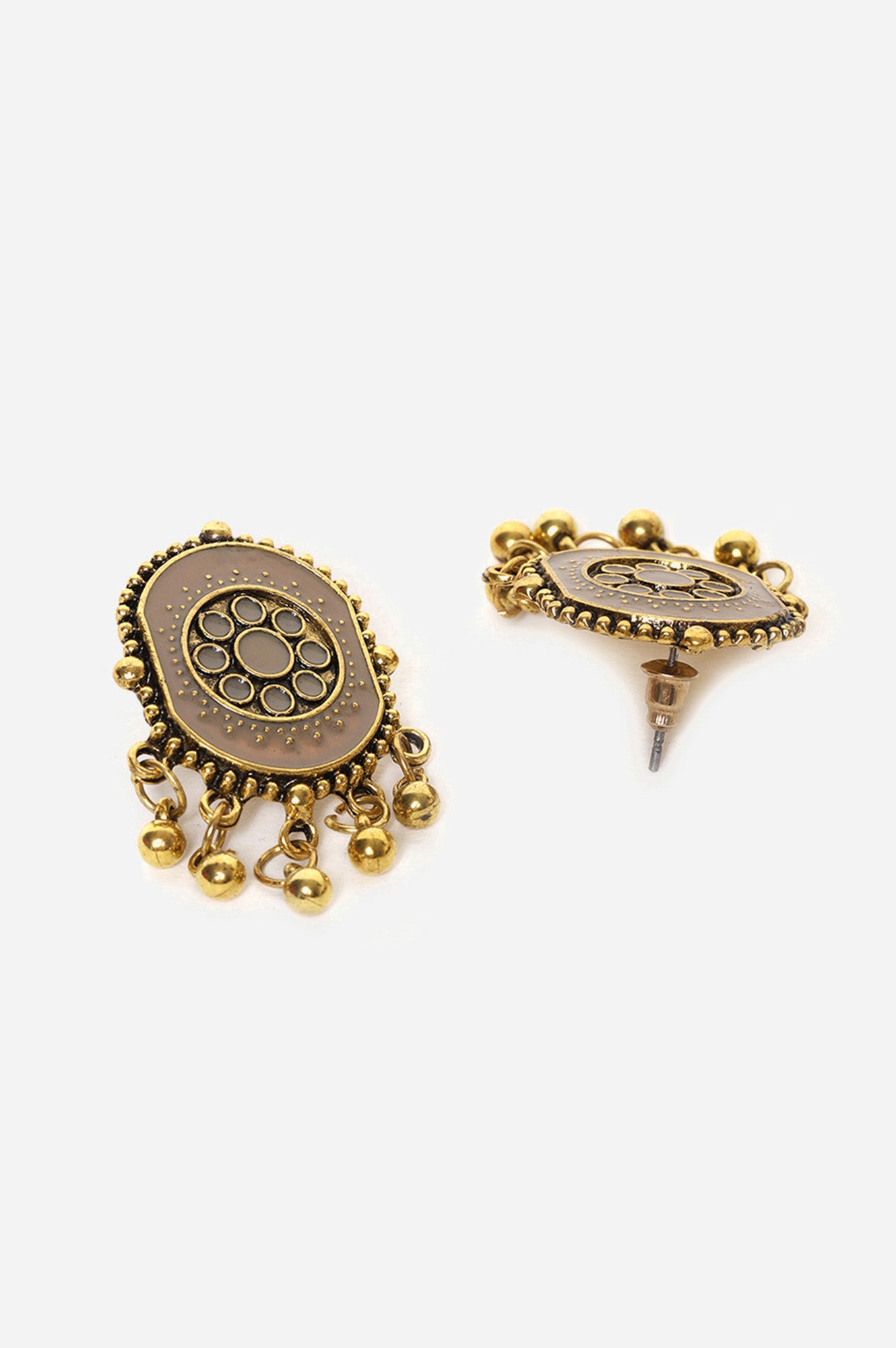 Brown Enamelled Contemporary Stud Earrings